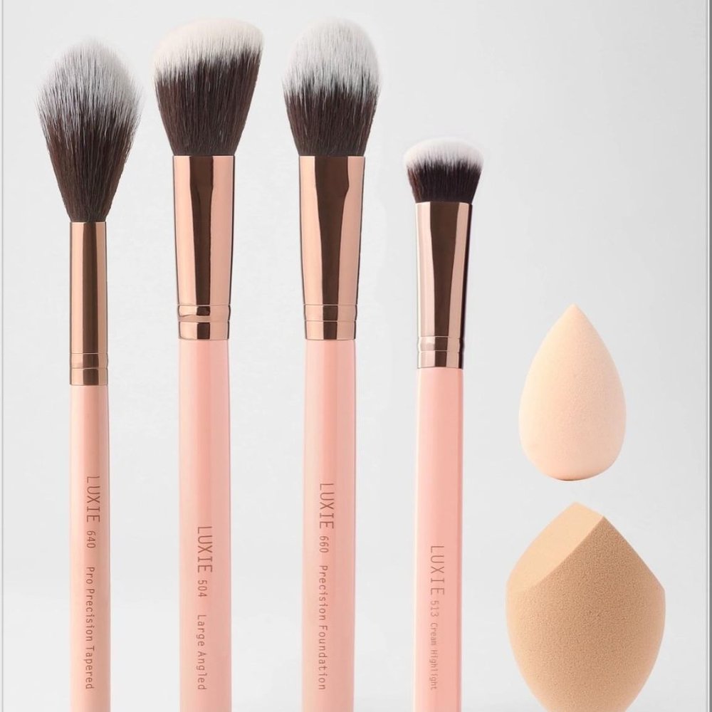 LUXIE BEAUTY BRONZE AND GLOW ROSE GOLD BRUSH SET